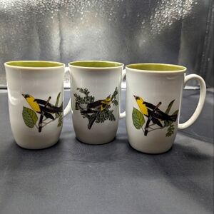 Vintage Fitz And Floyd Neiman Marcus Gold Finch Coffee/Tea Mugs